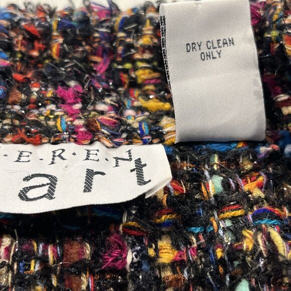 Karen Hart Rainbow Sparkly Blazer Jacket Faux Buttons Hook Loop Closure Sz XL - Picture 10 of 10